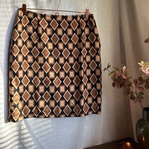Vintage Ann Taylor geometric retro print pencil skirt